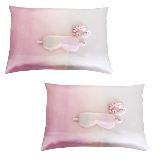 Satin Pillowcase Sleep Set, 2 Pack - Pink Ombre