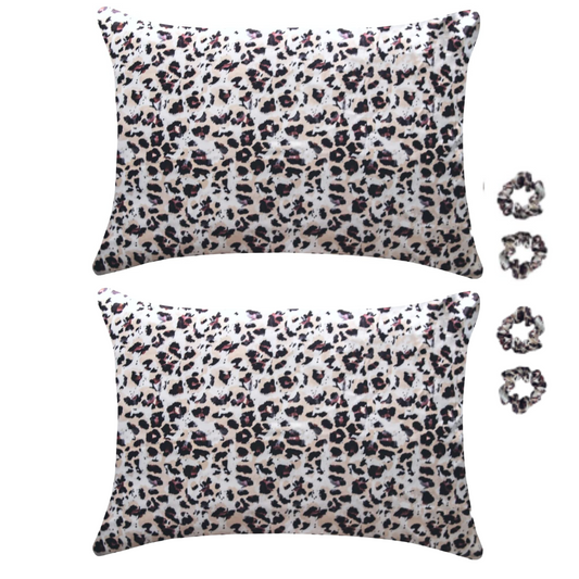 Queen Satin Pillowcase, 2 Pack - Brown Cheetah