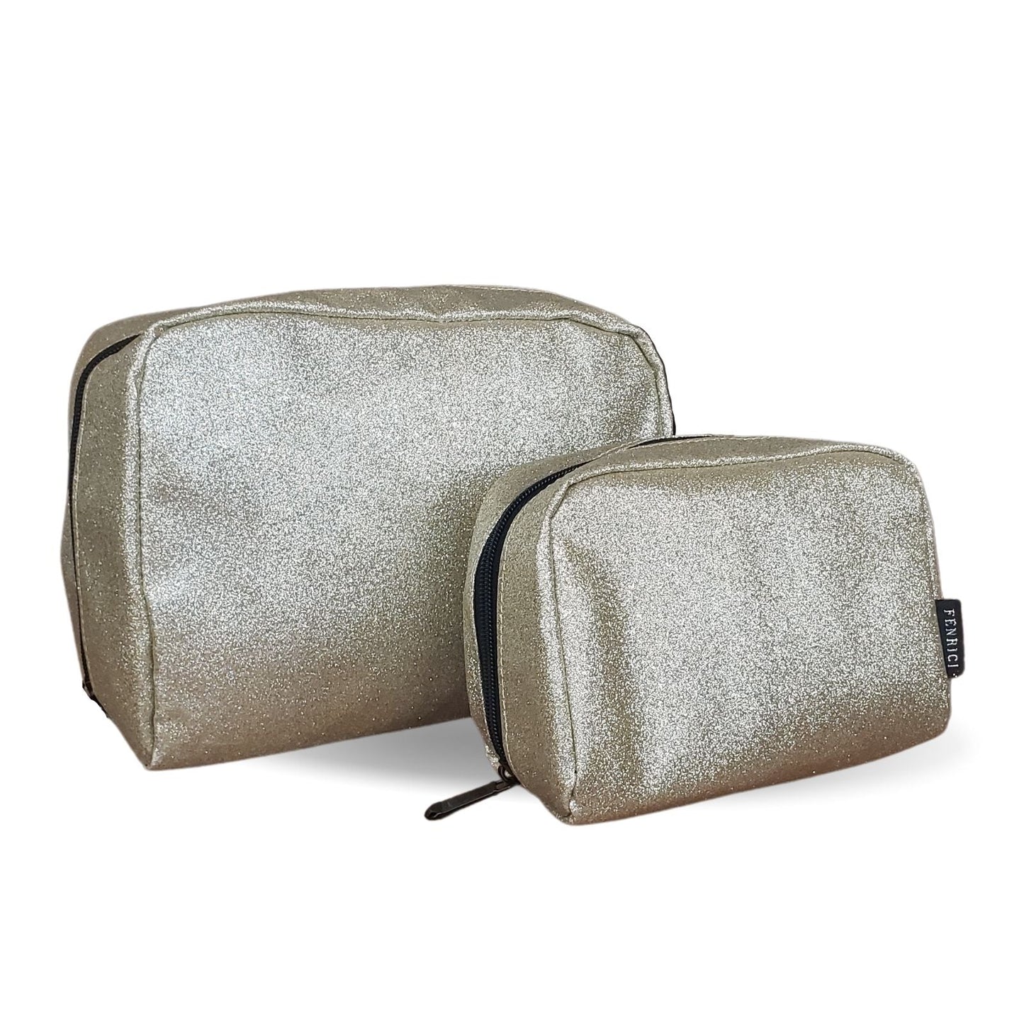 Travel Cosmetic Pouch Set, 2 Pack - Gold Glitter