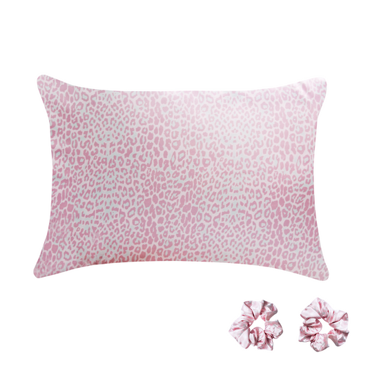 Queen Satin Pillowcase - Pink Leopard