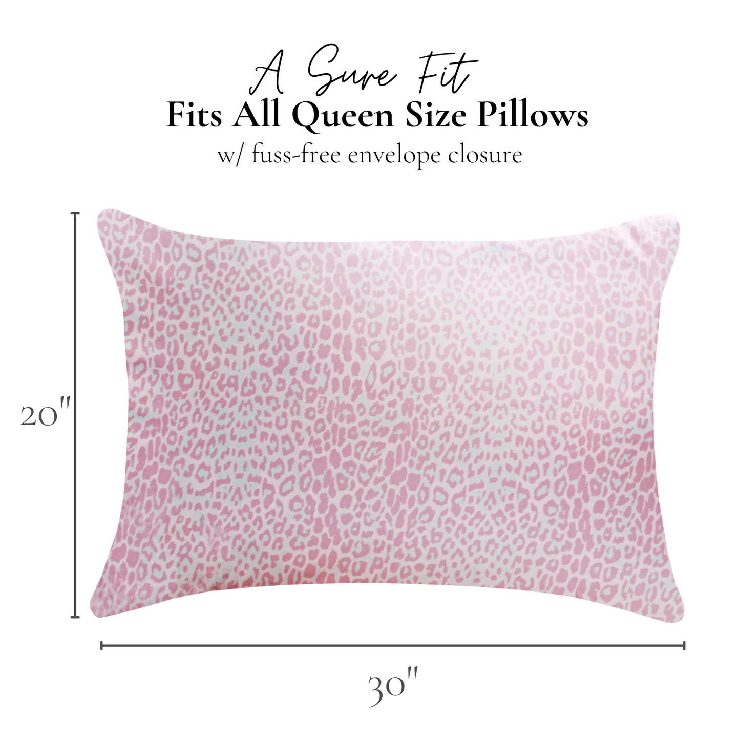 Queen Satin Pillowcase, 2 Pack - Pink Leopard