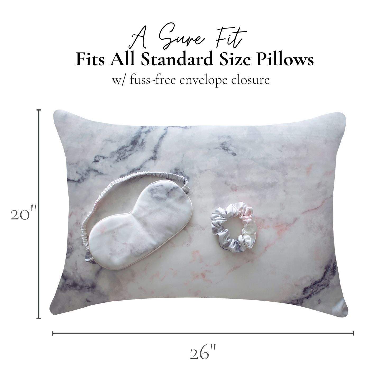 Satin Pillowcase Sleep Set, 2 Pack - Pastel Marble
