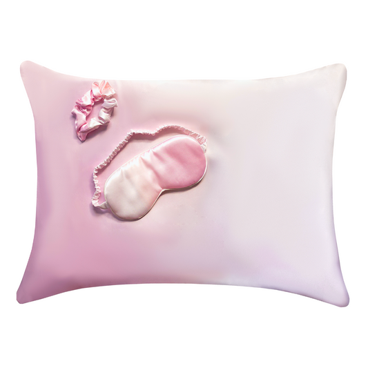 Satin Pillowcase Sleep Set - Pink Ombre